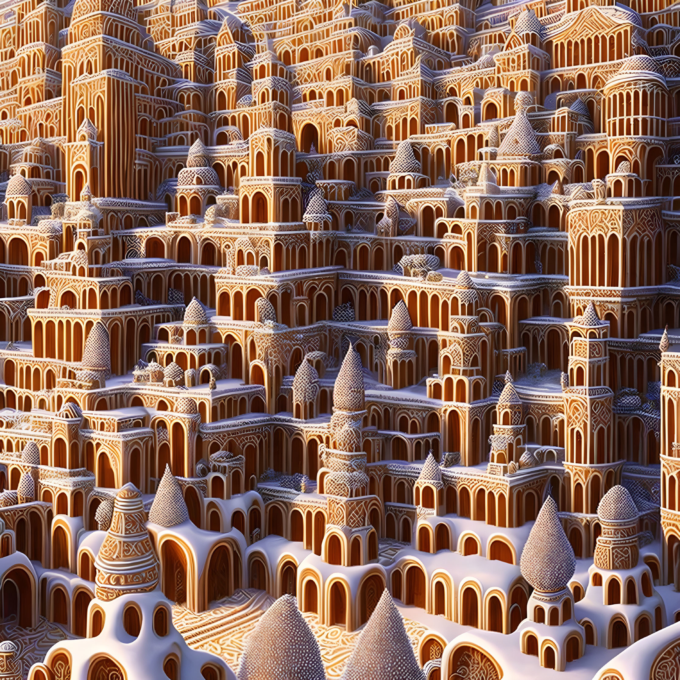 Detailed Fractal Landscape of Interconnected Cityscape