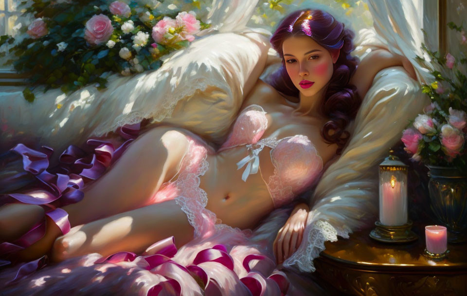 Luxurious Fantasy Portrait of Woman in Intricate Lingerie