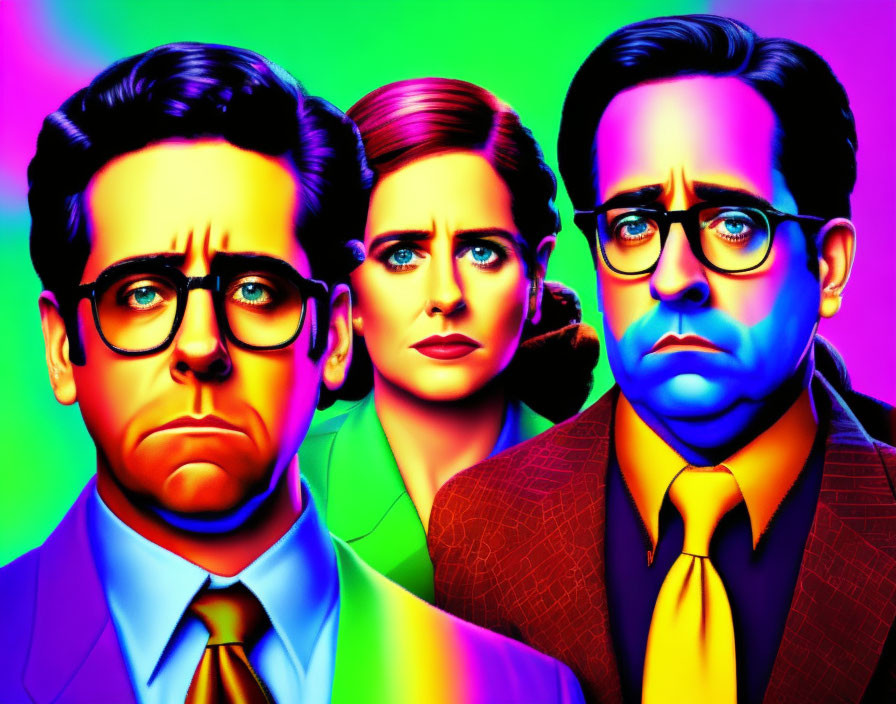 Vibrant Pop Art Style Portrait of Three People