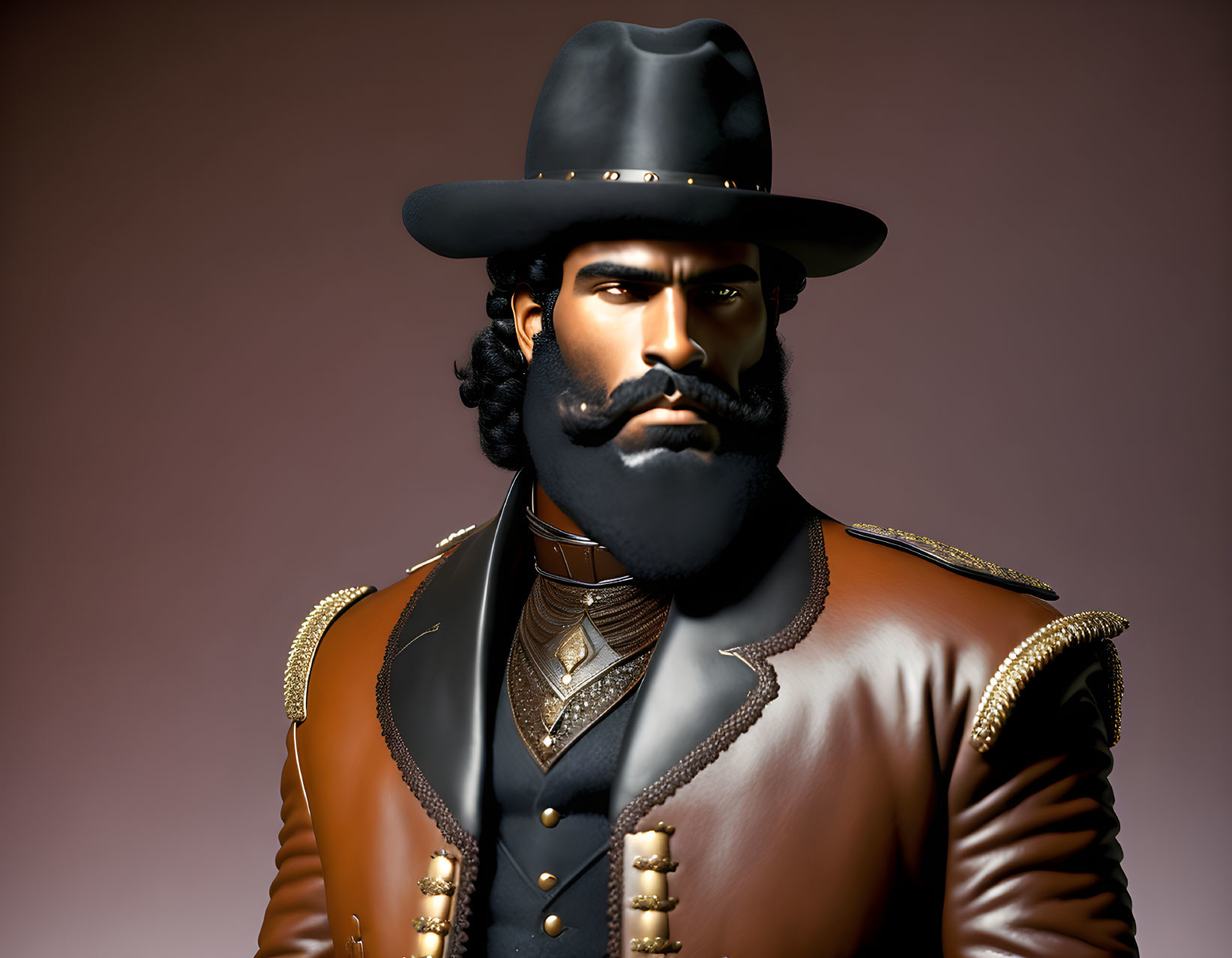 Detailed 3D illustration of a man in cowboy attire