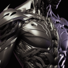 Futuristic black robotic suit with intricate armor plating