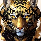 Golden and Black Metallic Tiger's Head with Elaborate Artistry