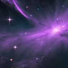 Vibrant Pink Nebula with Stars and Purple Arc in Dark Space