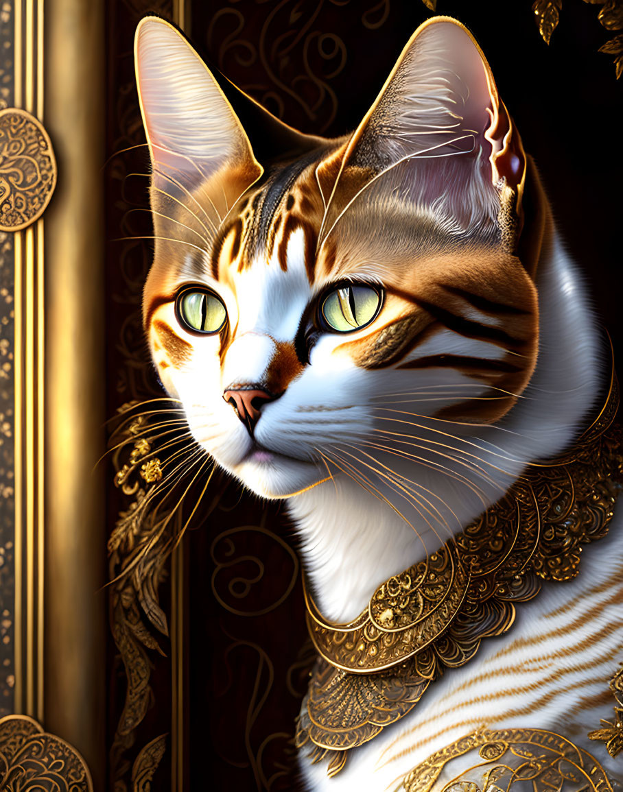 Regal Cat Digital Art with Striking Yellow Eyes