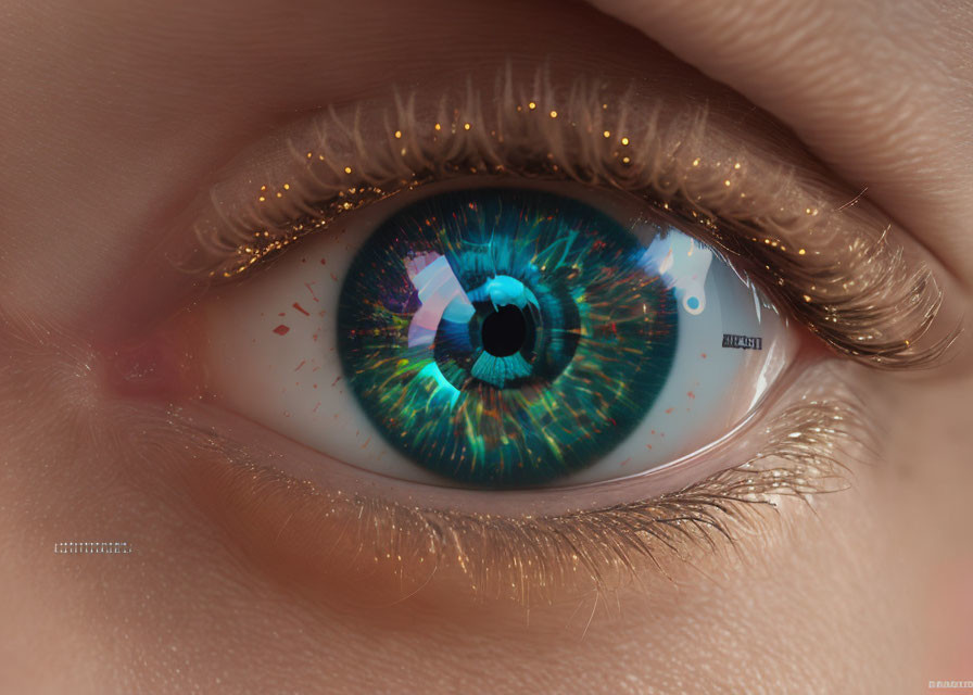 Detailed Human Eye with Intricate Iris Patterns and Lashes