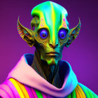 Vibrant alien creature with large eyes and intricate facial patterns