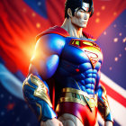 Superman digital art: Muscular hero with American flag