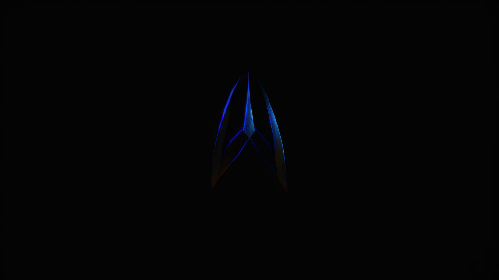 Blue Glowing Emblem on Black Background