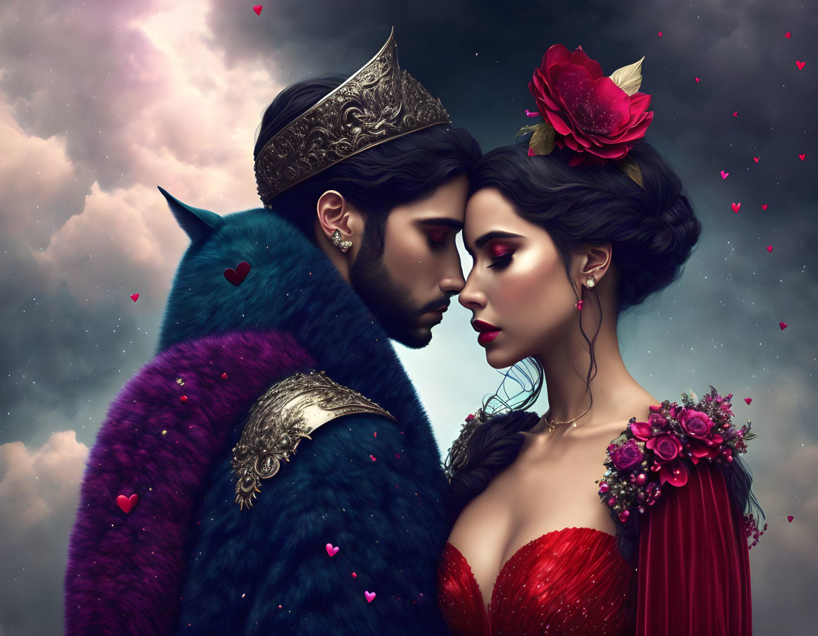 Digital Artwork: Romantic Couple in Royal & Fantasy Theme