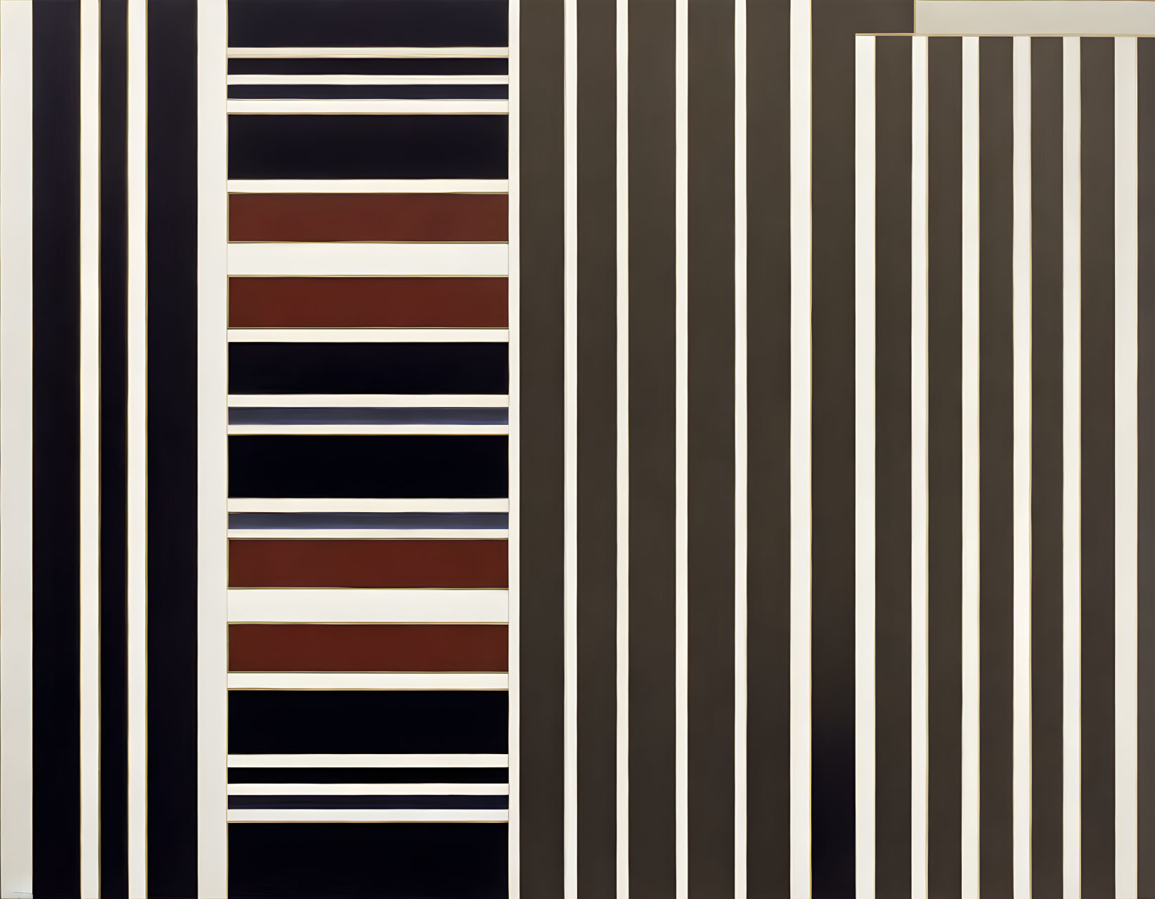 Vertical Striped Abstract Art in Black, White, and Brown Palette