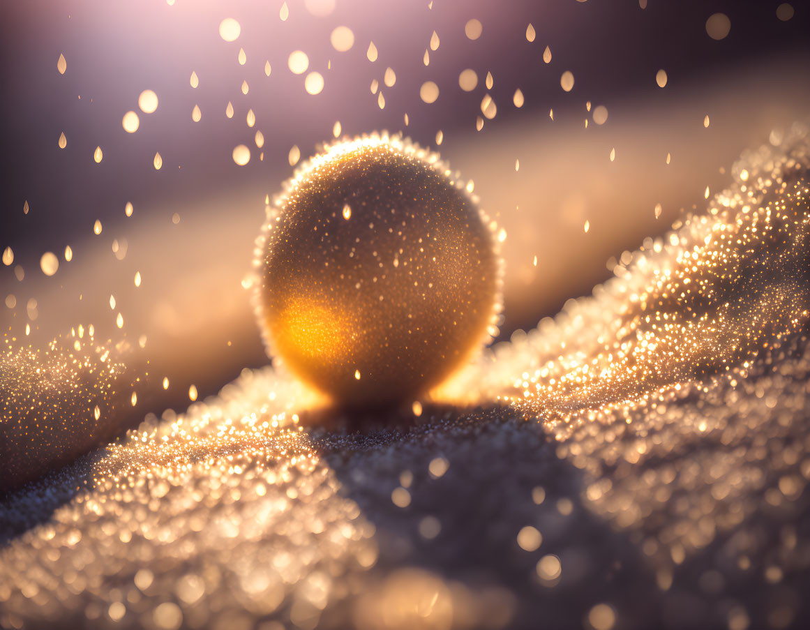 Golden Light Bokeh Effect on Glistening Sphere