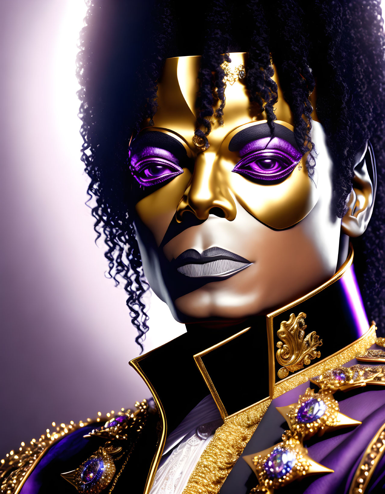 Vibrant Purple and Gold Attire Portrait with Intricate Details