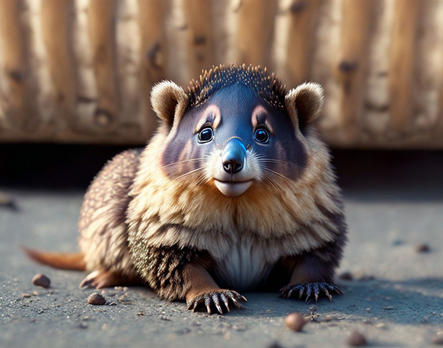 Chubby Hedgehog Body, Bear Face with Large Eyes and Small Snout