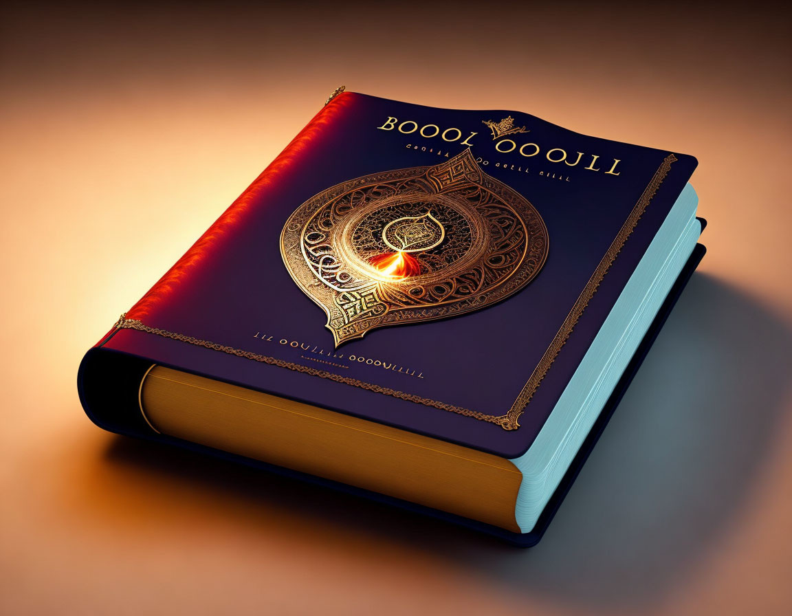 Ornate Hardcover Book with Circular Emblem and Gold-Edged Pages