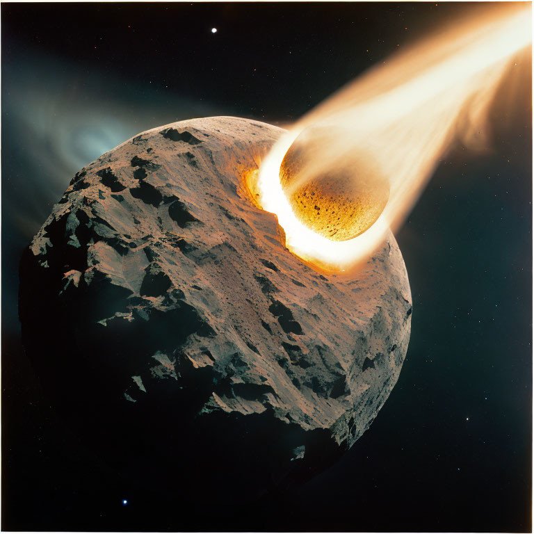 Intensely Glowing Asteroid Ejecting Material in Space