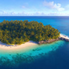 Tropical Island with Turquoise Water and White Sandy Beach at Sunrise