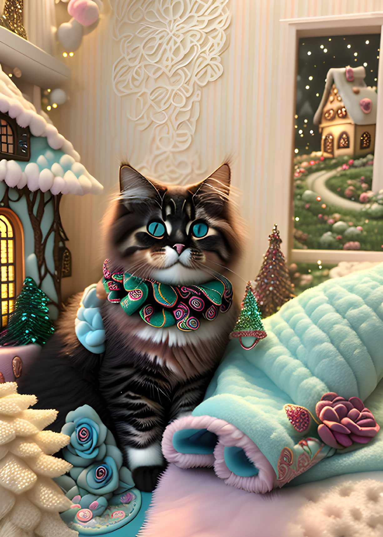 Elegant Cat in Candyland Playhouse