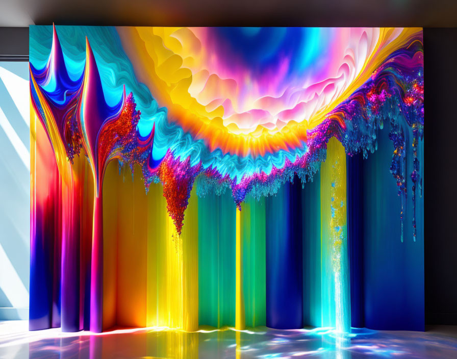 Colorful Psychedelic Digital Artwork with Fluid Shapes and Dynamic Movement