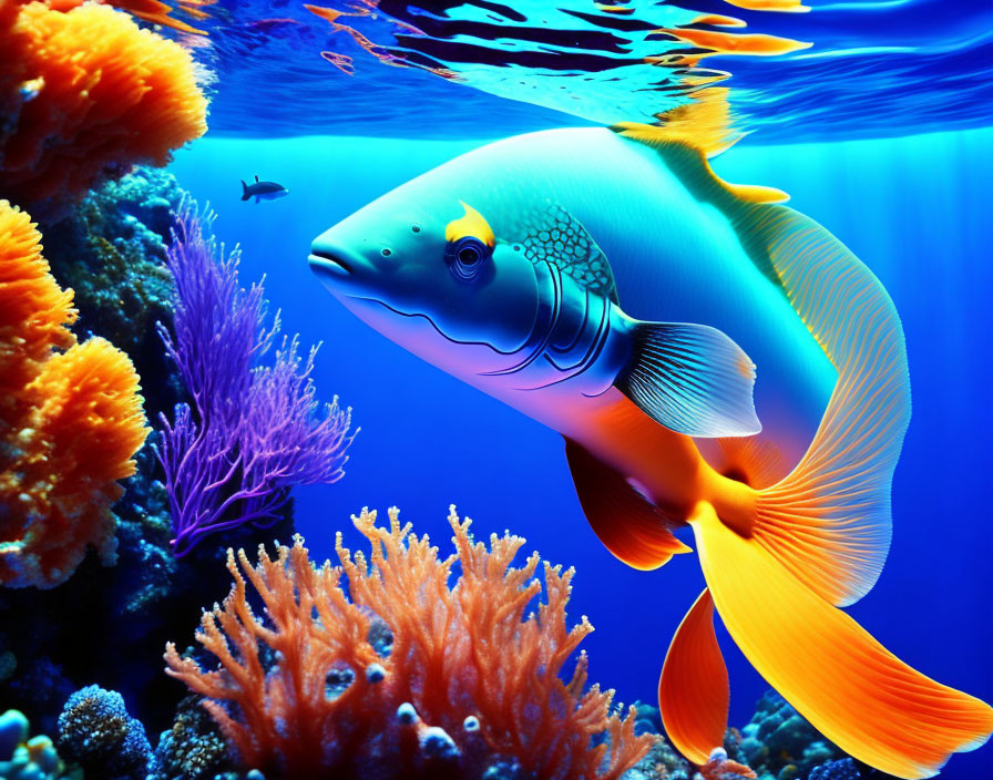 Colorful Fish Swimming Among Vibrant Coral Reefs Underwater