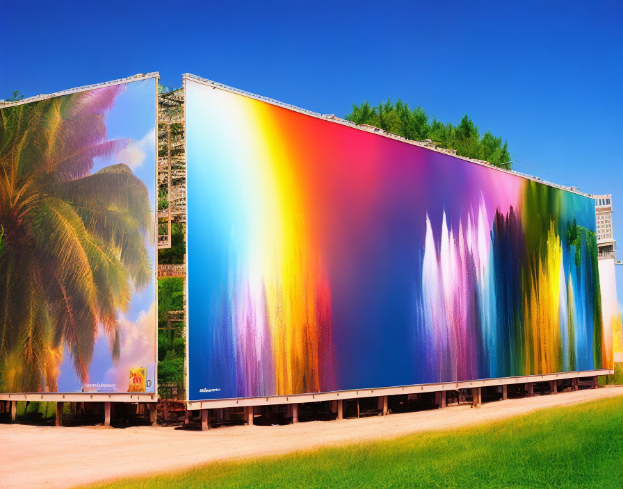 Colorful Gradient Design Billboard by Palm Tree