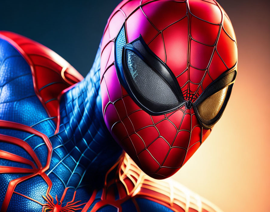 Detailed Spider-Man Suit Texture on Gradient Background