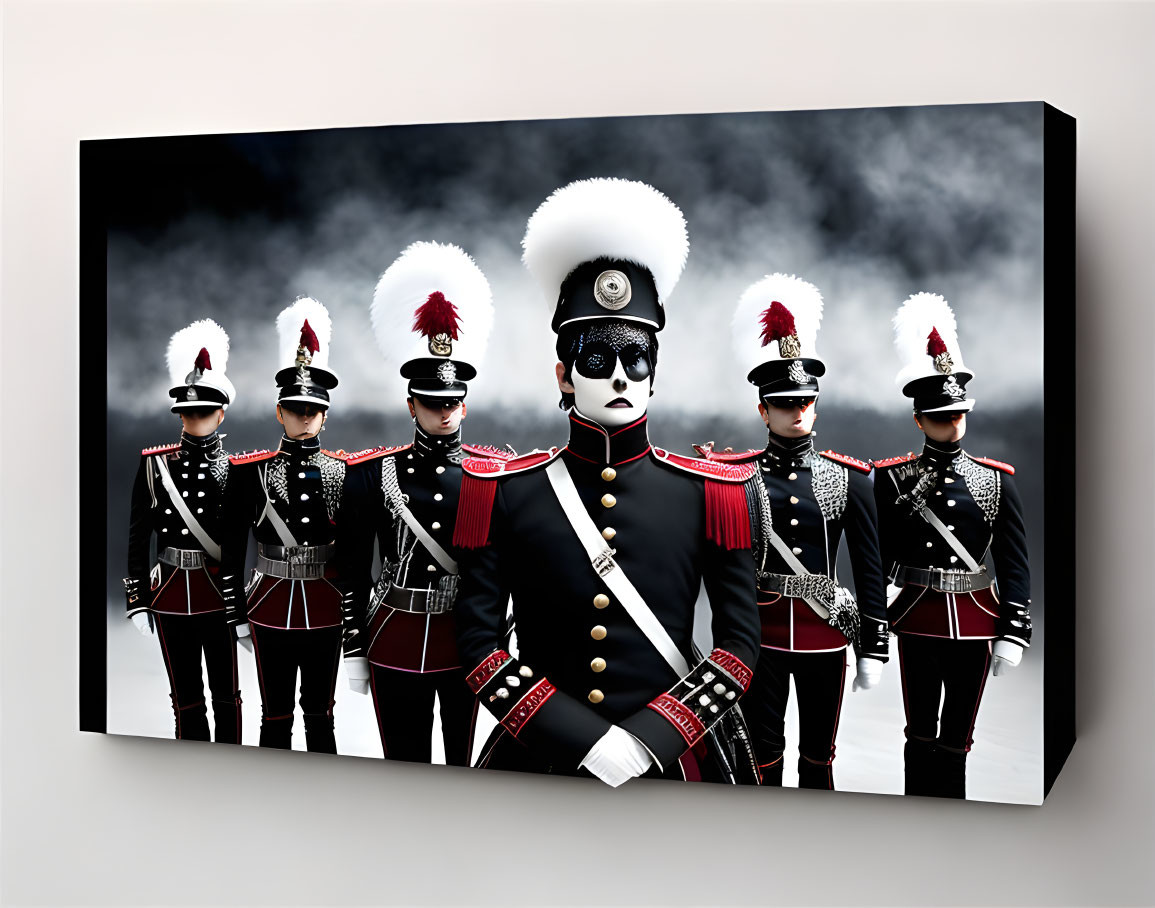 Canvas Print of Uniformed Figures in Ceremonial Attire