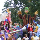 Colorful Clown Gathering with Balloons: Festive Atmosphere