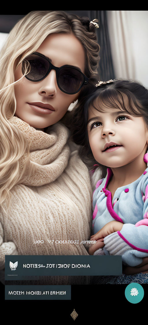 Woman and girl in sunglasses and hoodie gazing upwards