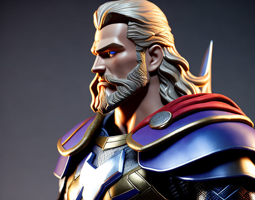 Blonde Superhero with Cape and Armor in 3D Rendered Image