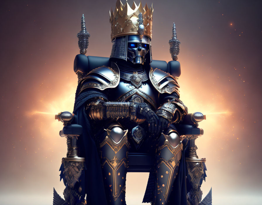 Regal Figure in Ornate Armor on Throne