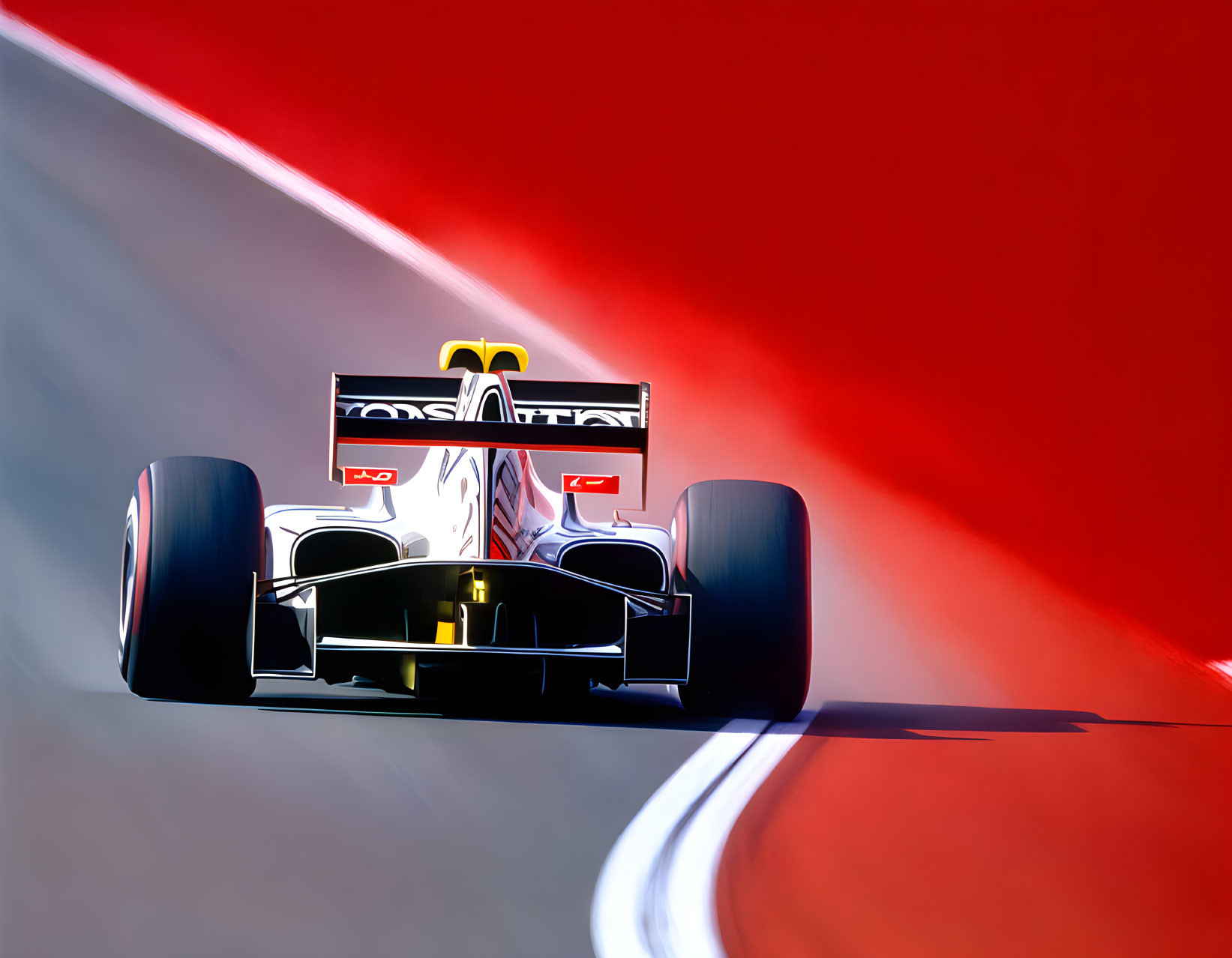 Dynamic Red and Grey Formula 1 Race Car on Track