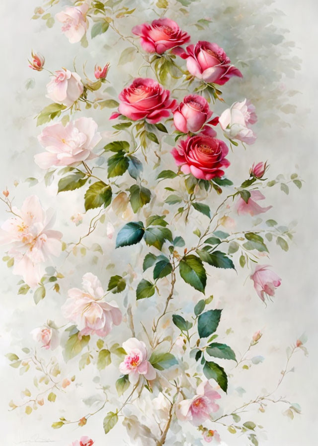 Delicate Pink Roses with Soft Petals on Muted Background