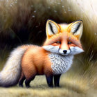 Detailed illustration of red fox in natural setting