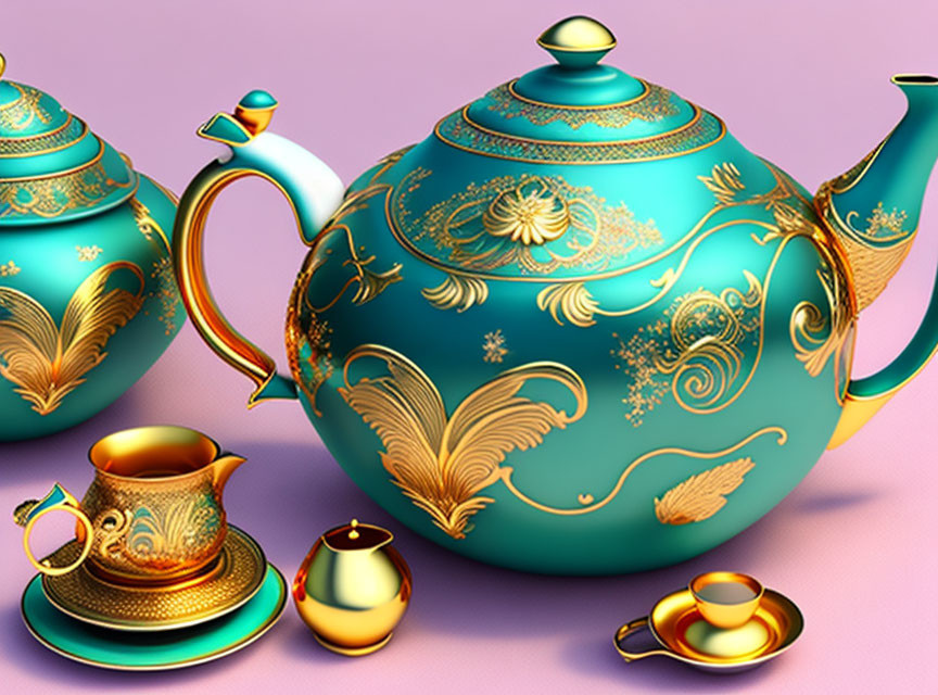 Golden tea pot