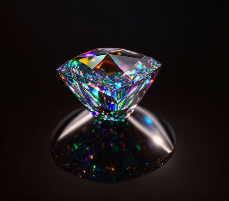 Brilliant-Cut Diamond Reflects Vivid Colors