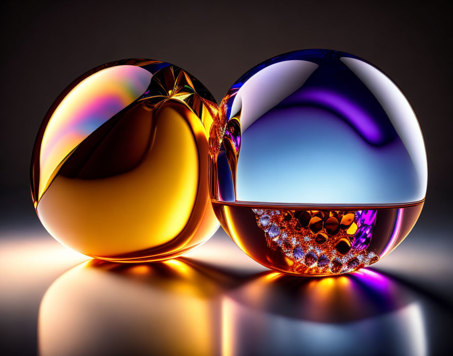 Reflective spheres with intricate patterns on gradient background