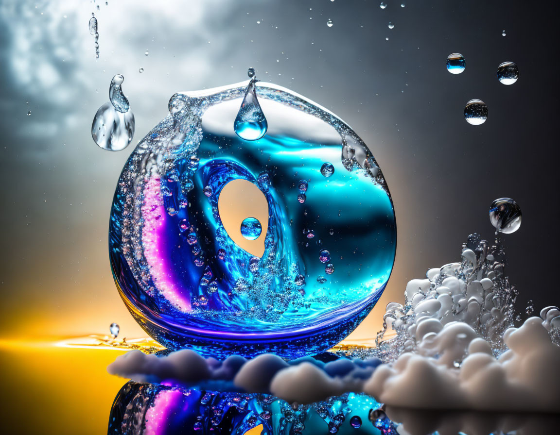 Colorful High-Speed Water Droplets Photography with Dynamic Motion