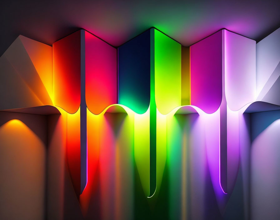 Colorful 3D Abstract Art: Melting Shapes on Dark Surface