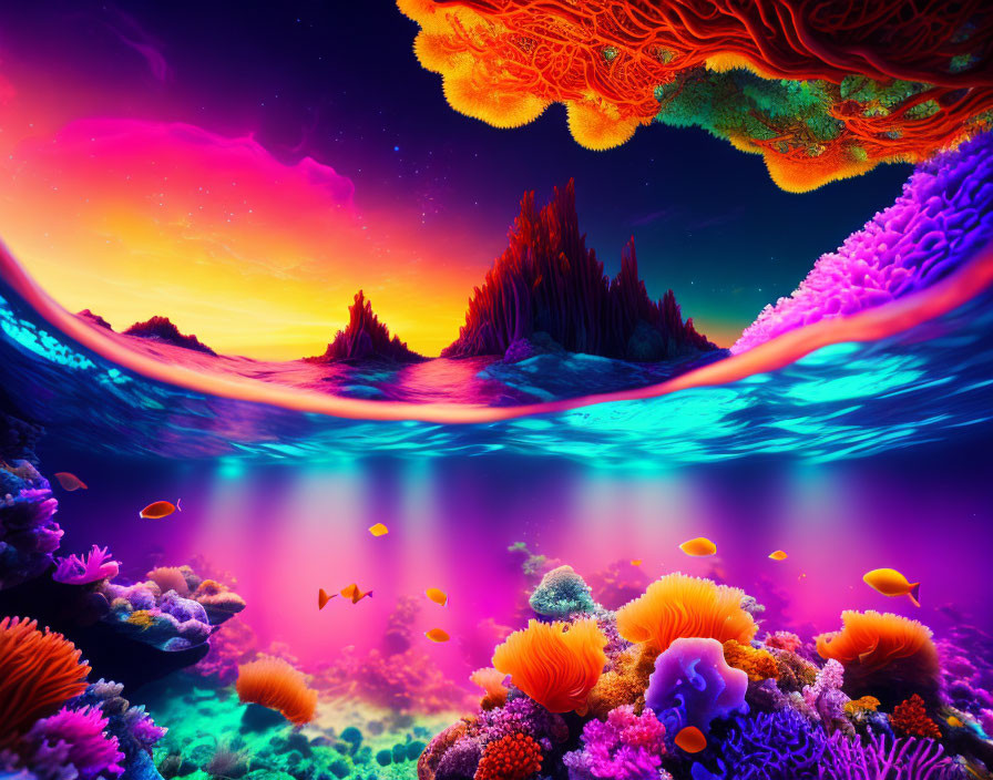 Colorful Coral Reefs and Fish in Vibrant Underwater Scene