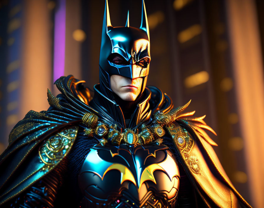 Detailed Close-Up of Batman Figurine with Iconic Mask, Cape, and Armored Suit