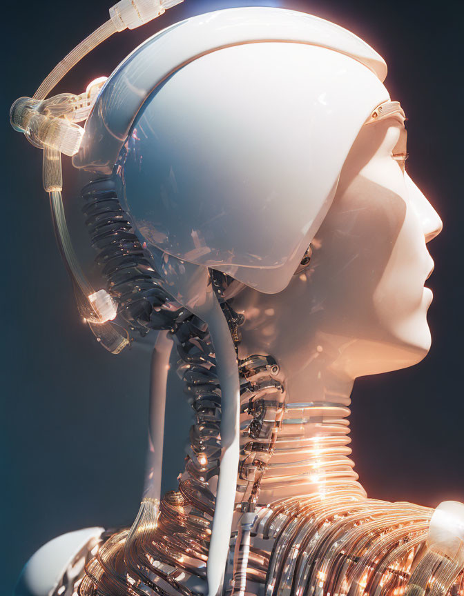 Intricate Mechanical Parts Revealed in Humanoid Robot Head