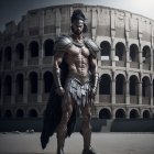 Elaborate ancient Roman gladiator armor at Colosseum