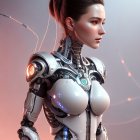 Female-Looking Humanoid Robot with Realistic Face and Cybernetic Details