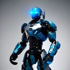 Glossy blue humanoid robot with high-tech body on gradient background