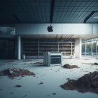 Dusty Abandoned Space with Apple Logo View