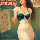 Dark-Haired Woman in Vintage Corseted Gown Poster