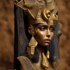 Digital art portrait of a woman with ancient Egyptian headdress and jewelry.