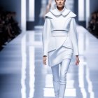 Fashion Show: Futuristic White Jacket with Structured Shoulders