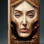 Hardcover book with woman's face merging with wood textures on cover