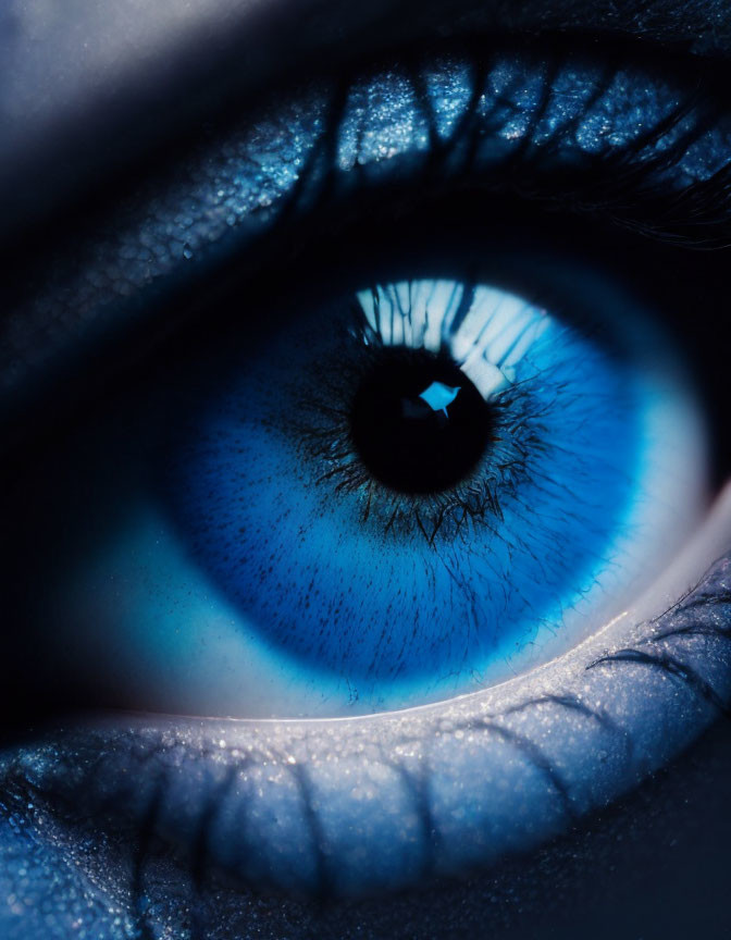 Detailed Close-Up of Human Eye with Vivid Blue Iris